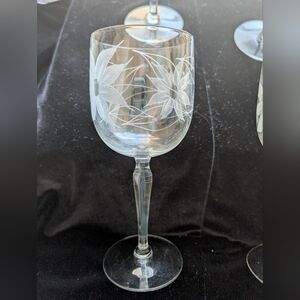 Vintage MCM Libby Glenmore Etched Wine Glass